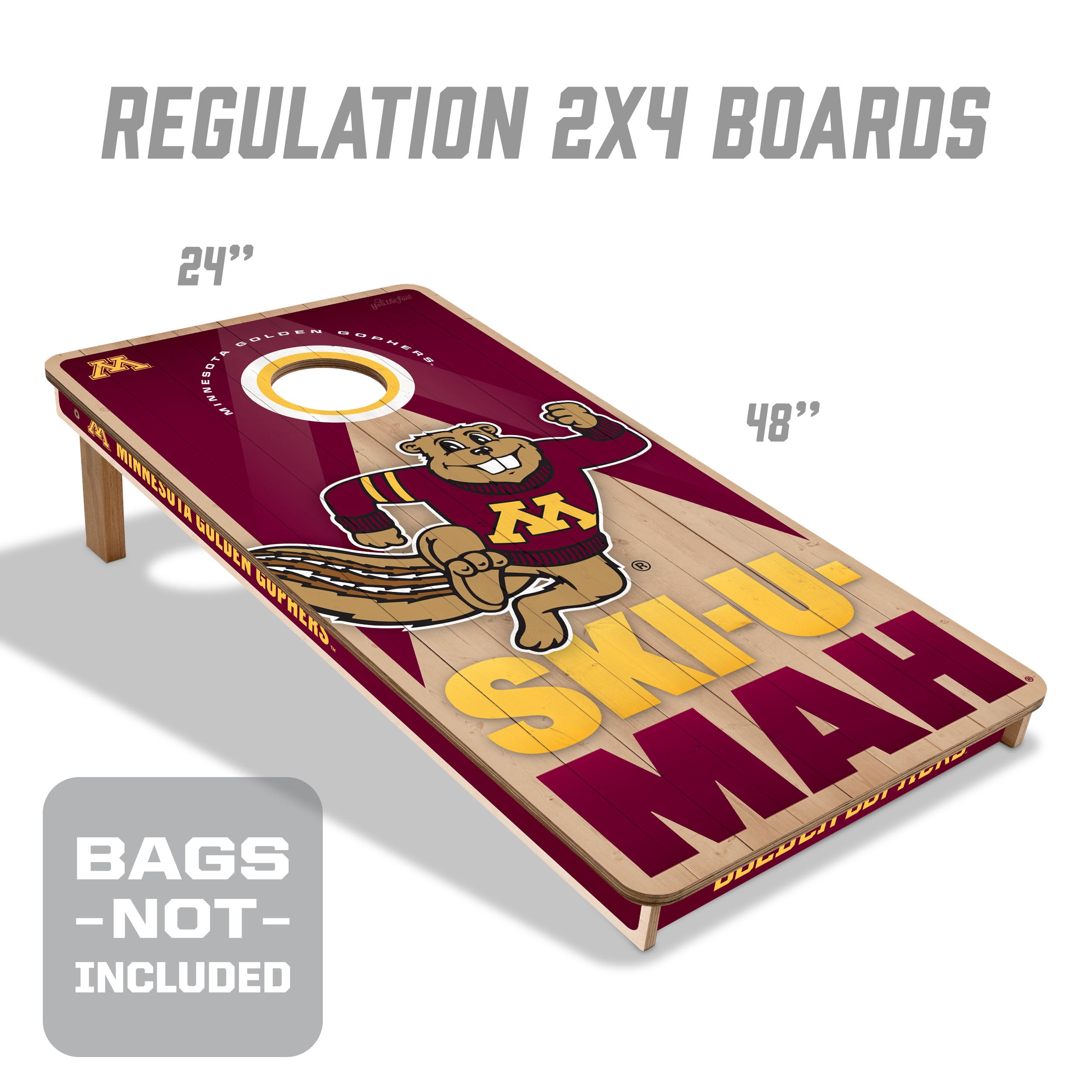 YouTheFan NCAA MN Golden Gophers 2X4 Slogan Series Cornhole NO BAGS