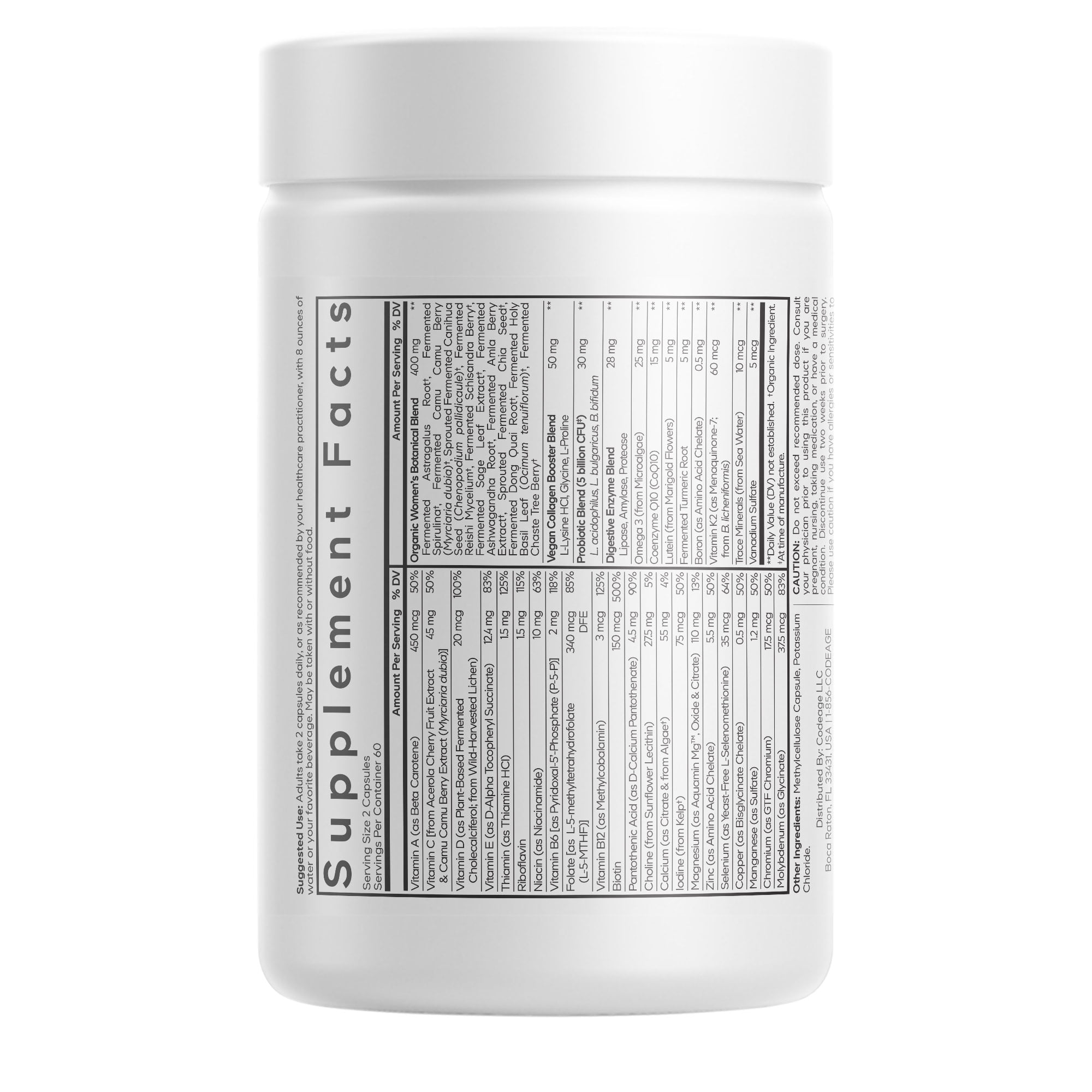 Codeage Women's Fermented Multivitamin, 25+ Daily Vitamins, Vegan & Organic Whole Foods, Probiotics, 120 ct