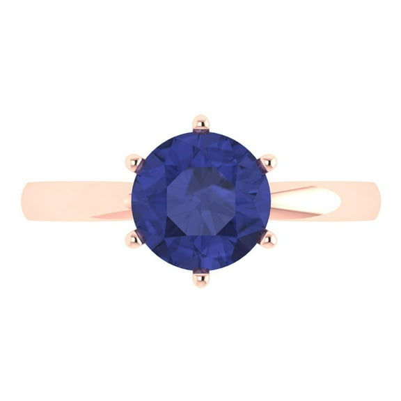 Clara Pucci 14K Rose Gold 2ct Tanzanite Solitaire Ring for Women
