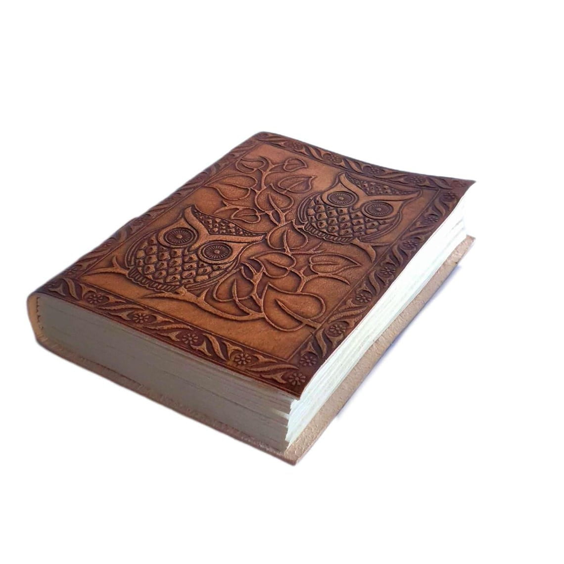 Leather Diary with Embossed Design – Printed Vintage Journal 200 White Unruled Pages Personal Diary & Notebook for Men and Women