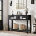 thumbnail image 4 of Entryway Table, Wood Console Table with 2 Glass Drawers, 2 Tier Sofa Table with Storage for Living Room, Foyer Tables for Entryway, 4 of 8