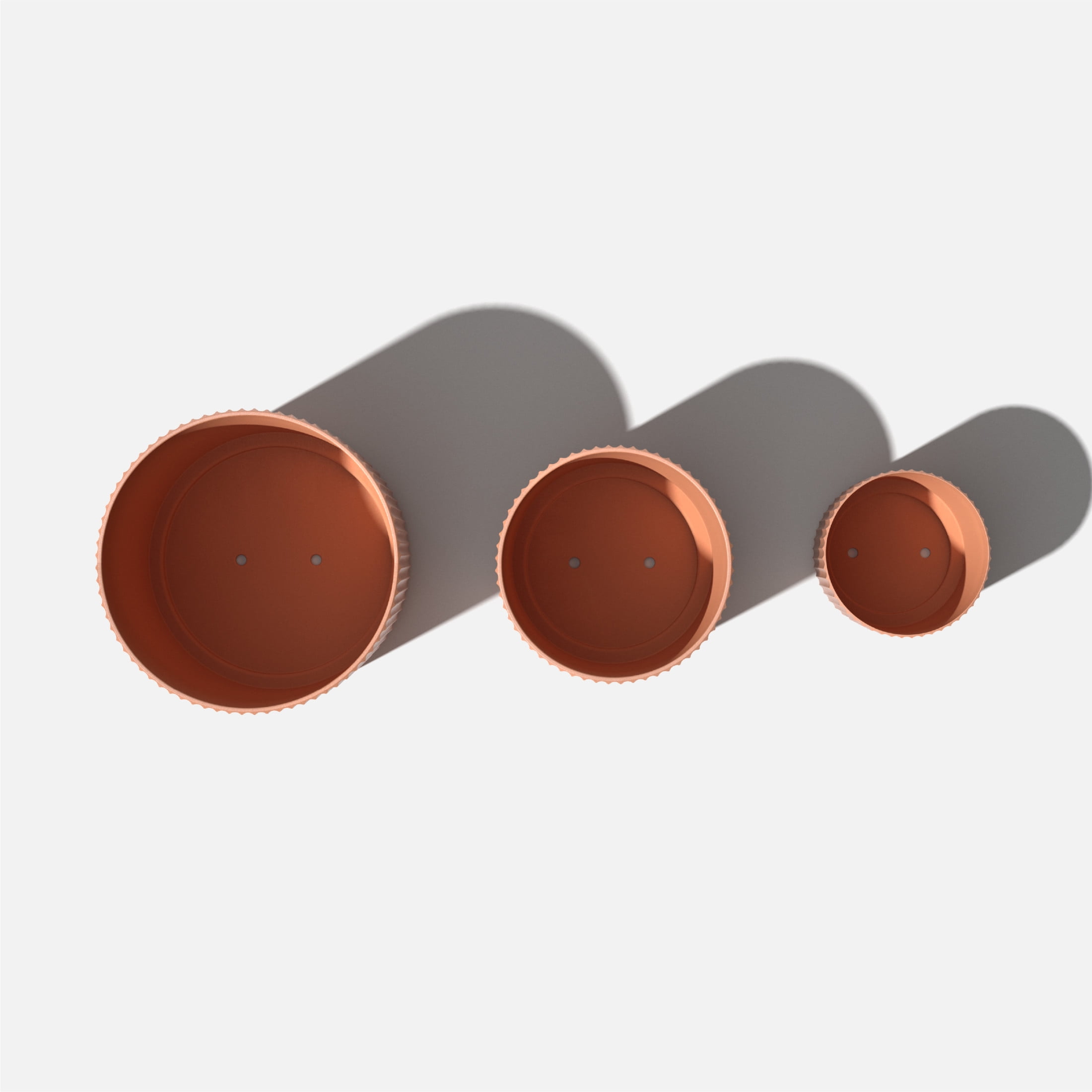 Veradek Demi Series Bundle - Three Piece Set of Plastic-Stone Planters - Terracotta