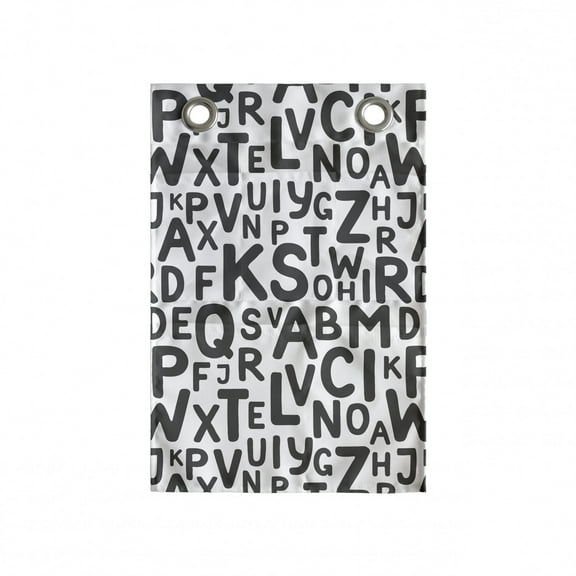 Alphabet Hanging Pocket Organizer, Uppercase English Letters on a Plain Background Repetitive Scene, Printed Polyester Storage Bag with Pockets, 14" x 20", Charcoal Grey and White