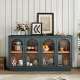 thumbnail image 3 of HIUU Navy Sideboard Buffet Cabinet with Glass Doors,Arched Cabinet with Glass Doors,Navy Sideboard Buffet with Adjustable Shelves for Kitchen, Dining Room and Living Room, 3 of 8
