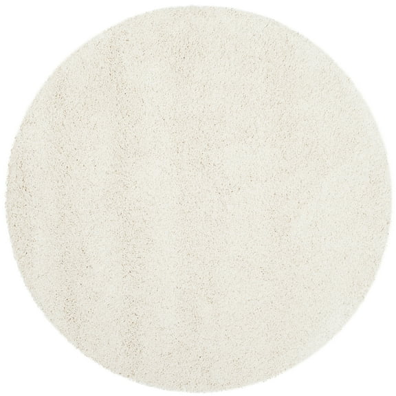 SAFAVIEH Milan Harlow Solid Plush Shag Area Rug, Ivory, 5'1" x 5'1" Round
