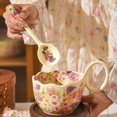 thumbnail image 2 of Ceramic Coffee Cups , Antique Coffee Cups with Floral Patterns, Dishwasher and Microwave Safe(Including Spoon), 2 of 8