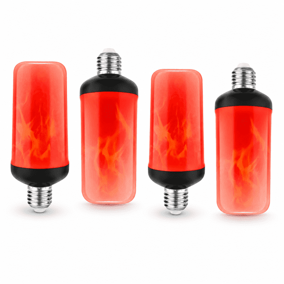Fire Flame Light Bulbs 4 Modes Flickering Light Bulbs with Gravity Sensor E26 Base for Halloween Christmas Party Porch Outdoor and Indoor Home Decorations