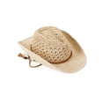 thumbnail image 2 of Deago Straw Cowboy Hat for Men Women Western Cowgirl Hat Shapeable Wide Brim Beach Sun Hat with Adjustable Chin Strap (Beige), 2 of 8