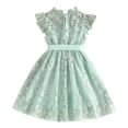 thumbnail image 4 of HAOTAGS Dresses for Girls Solid Color Fashion Cute Party Evening Princess Dress with Lace Trim Green Size 4, 4 of 7
