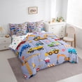 thumbnail image 3 of Manfei Tractor Excavator Bedding Comforter Set 7pcs, Cartoon Equipment Truck Queen Bedding Sets, Vehicle Car Theme Reversible Queen Sheet Sets, Lightweight Room Decor, 3 of 7
