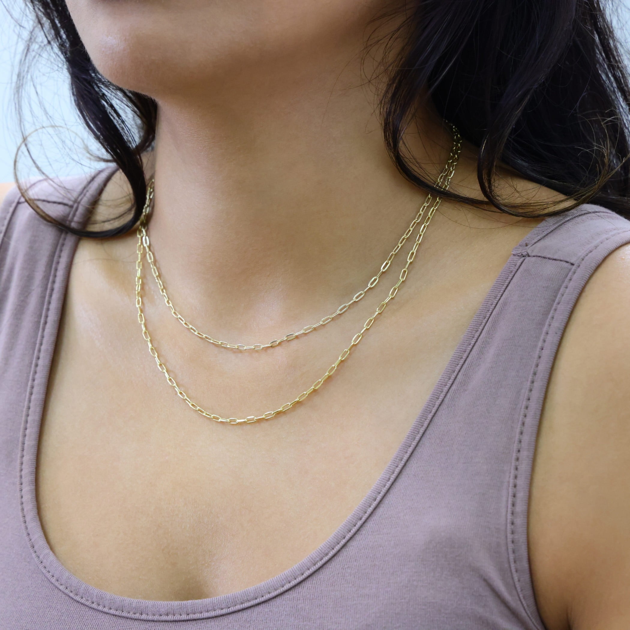 Nuragold 14k Real Yellow Gold Paperclip 2mm Elongated Cable Link Necklace (16"-24") Dainty Italian Jewelry for Men & Women