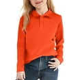 thumbnail image 2 of Resicozy Long Sleeve Polo Shirts for Grils Button Down Collar Uniform Shirts Casual Fashion Cute Solid Tops Orange 9-10 Years, 2 of 4