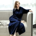 AMITOFO Long Hooded Robes for Women Soft Warm Fleece Zipper Bathrobe
