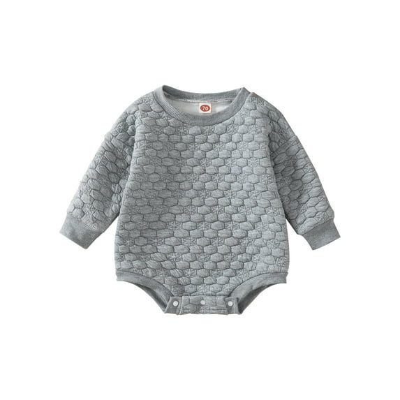 hirigin Baby Winter Warm Romper, Casual Long Sleeve Solid Color Quilted Bodysuit One-Piece Clothes