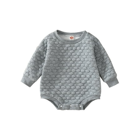 

jaweiwi Baby Winter Warm Romper for Girls Boys Casual Long Sleeve Solid Color Quilted Bodysuit One-Piece Clothes Size 0 6 9 12 18 M