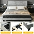 thumbnail image 3 of YITAHOME Upholstered Wingback Platform Bed with Gray Velvet Headboard, Bed Frame with Wood Slat, No Box Spring Needed, Mattress Foundation (Queen), 3 of 6