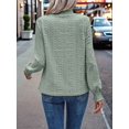 thumbnail image 5 of Womens Eyelet Mock Neck Long Sleeve Shirts Top Dressy Casual Trendy Business Stretch Hollow Out Tee Green XXL, 5 of 7