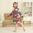 thumbnail image 2 of FORMRS Niños Bathrobe Unisex Hooded Robe Soft Plush Pajamas Sleepwear, Size 4-6T, Vibrant Red Tartan Pattern, 2 of 7