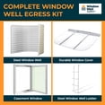 thumbnail image 2 of Complete Basement Egress Windows Kit - Window Covers - Egress Window Well Kit with Ladder - Basement Well Covers - Argon Filled Basements Windows - 55"L x 36"W x 60"D, 2 of 6