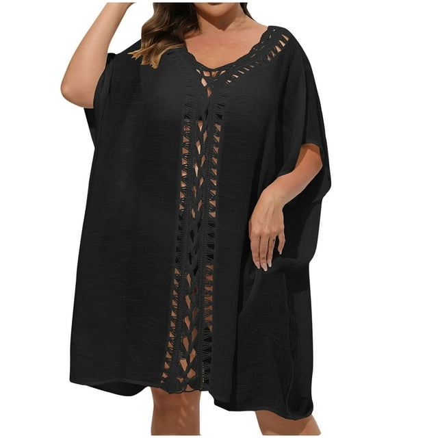 Hauts d'Été pour Femmes, Hauts Décontractés d'Été pour Femmes, Bikini de Plage Ample en Crochet à la Main avec Fleurs, Manches 3/4, Hauts Décontractés pour Femmes