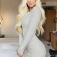 thumbnail image 5 of BLTIBY Womens 2 Piece Outfits Mini Skirt Long Sleeves Zipper Top Bodycon Skirts Casual Stylish Outfits Gray XXL, 5 of 5