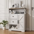 thumbnail image 1 of Conate Armoire de Rangement avec 2 Tiroirs, Buffet Rustique avec Étagères Ouvertes pour Salon, Blanc, 1 of 8