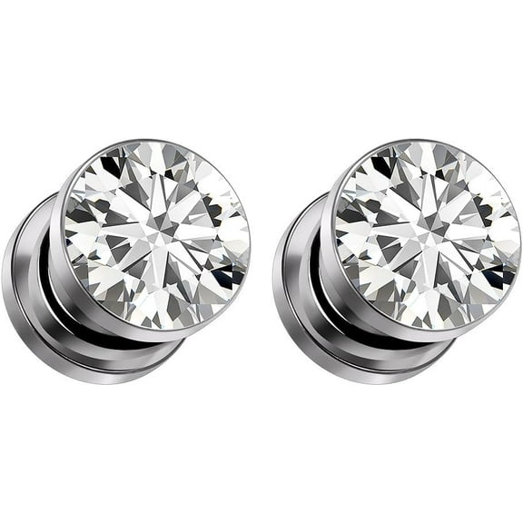 CZ Ear Gauges Screw Fit Flesh Tunnels Plugs Gauges Earring Expander Stretcher Ear Tunnels For Ears6G 4G 2G 0G 00G Plug Earrings Body Piercing Jewelry For Women Men