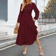 thumbnail image 7 of Women's Fall Long Sleeve Maxi Dresses 2024 Casual Crew Neck Dot Tiered Flowy A Line Wedding Guest Maxi Dress plus Size Formal Long Sleeve Dress for Women Silk Dress plus Size Satin Dress Womens Wrap, 7 of 7
