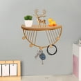 thumbnail image 4 of Iron Fan Shaped Wall Shelf 1PC Decorative Storage Organizer 9.84x5.71x4.92in, Metal Hooks for Living Room Bedroom Study Display(Gold),Ccwuwei, 4 of 7