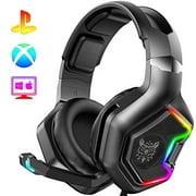 ONIKUMA PS4 Headset -Xbox One Headset Gaming Headset with 7.1 Surround Sound Pro Noise Canceling Gaming Headphones with Mic & RGB LED Light Compatible with PS4, Xbox One, Nintendo 64, PC, PS3, Mac