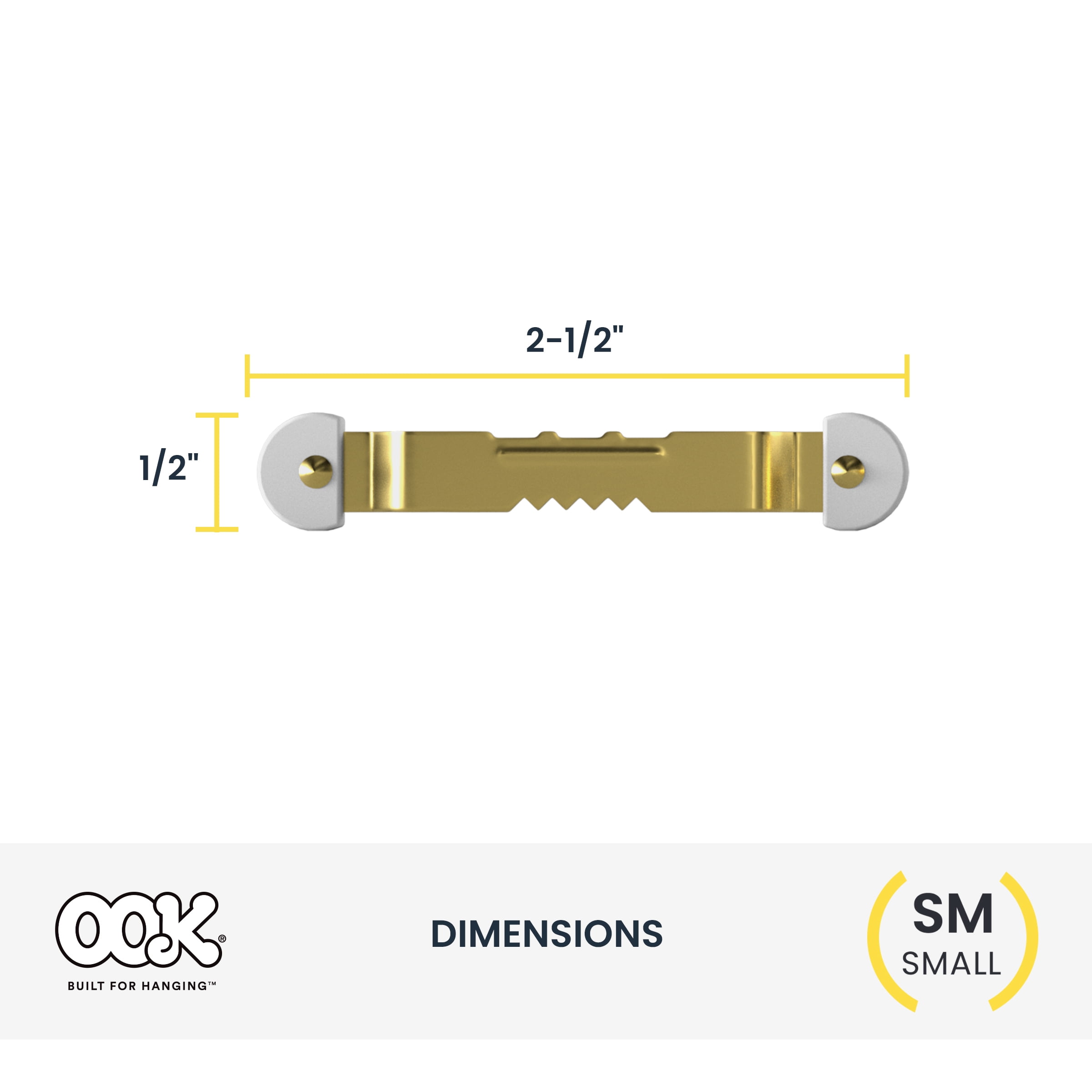 (3 pack) Ook Sawtooth Picture Hangers, Small Mirror Hangers, Steel, Brass Finish, Gold, 14 pack