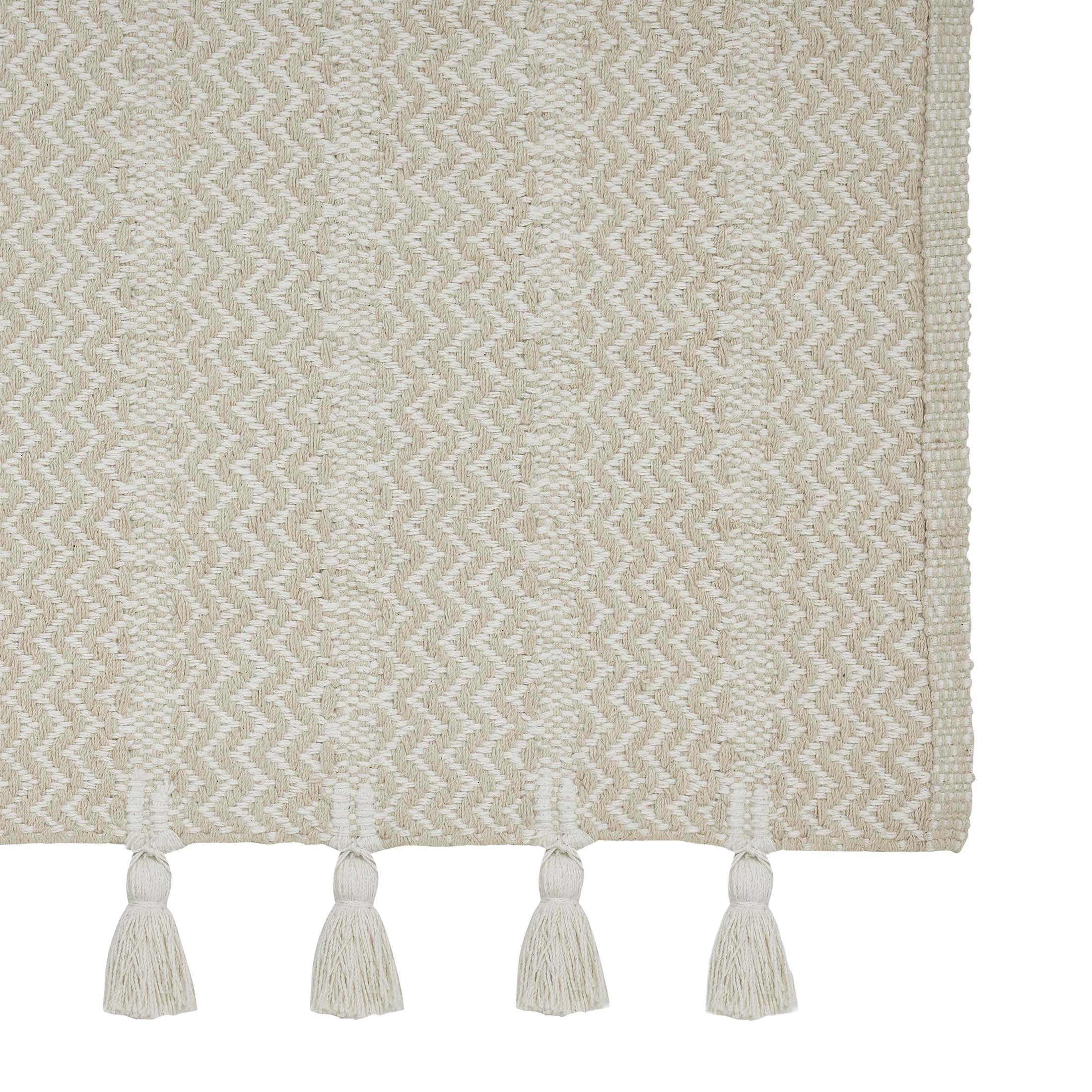 My Texas House Knotted Stripe Ivory/Beige Cotton Scatter Area Rug, 27" x 45"