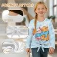 thumbnail image 6 of Xoenoiee Axolotl Scarf Capybara Snowflake Print Girls Casual Front Tie Top Christmas Lightweight Sweatshirt Long Sleeve Crop Tops Loose Fit Pullover Active T-Shirts, 9-10 Years, 6 of 7
