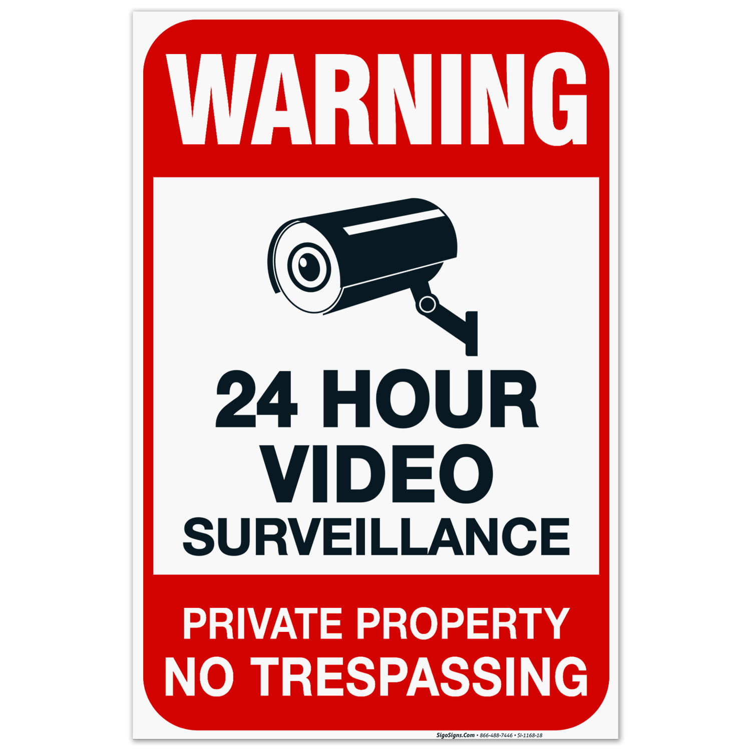 2 Pack Red & White No Trespassing Sign Surveillance Sign Plastic Construction 