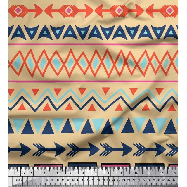 Soimoi Cotton Duck Fabric Geometric African Printed Fabric 1 Yard 42 Inch Wide