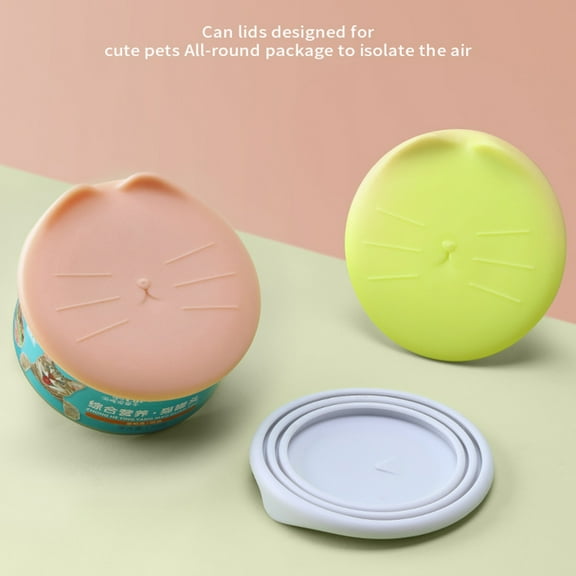 Walbest Cat Canned Lid with Cat Ear Design, 3-Pieces Pet Food Storage Container, 6.5/7.5/8.5 cm