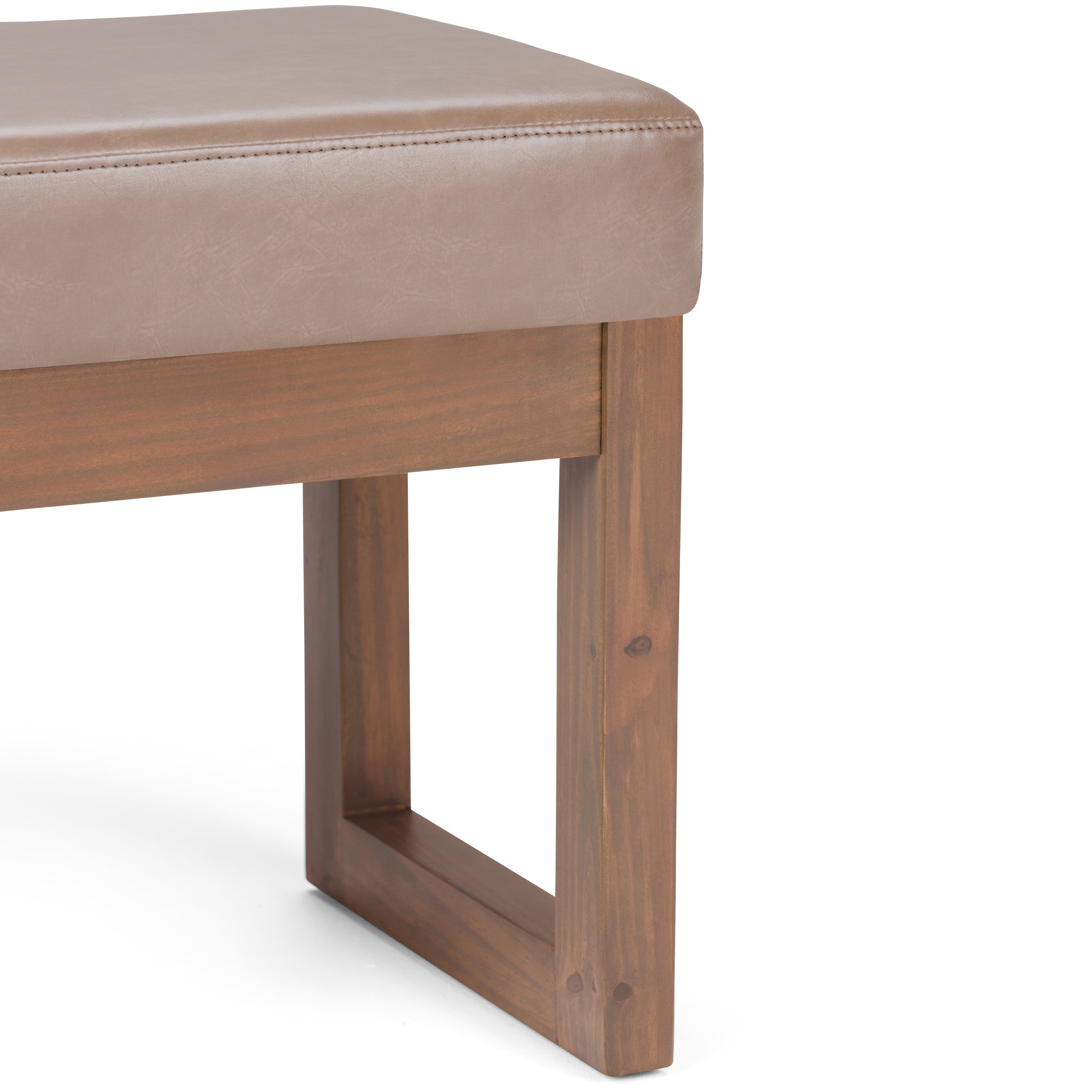Simpli Home Milltown 27 inch Wide Solid Wood Contemporary Footstool Small Ottoman Bench in Ash Blonde
