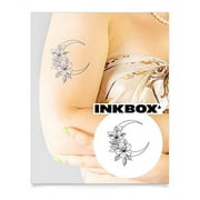 Inkbox Temporary Tattoos, Semi-Permanent Tattoo, One Premium Easy Long Lasting, Water-Resistant Temp Tattoo with For Now Ink - Lasts 1-2 Weeks, Bloomed Moon, 4 x 4 in