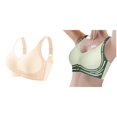 thumbnail image 1 of 2 Pack(Green 1PCS & Beige 1PCS) Multipack Women's Comfortable and Transparent Shoulder Strap Cordless Backless Spongeless with Convertible Shoulder Straps, 1 of 7