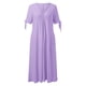 thumbnail image 4 of Vestido midi informal con pliegues para mujer: encaje liso, bolsillo con botón, manga corta y cuello en V para todas las estaciones, 4 of 5