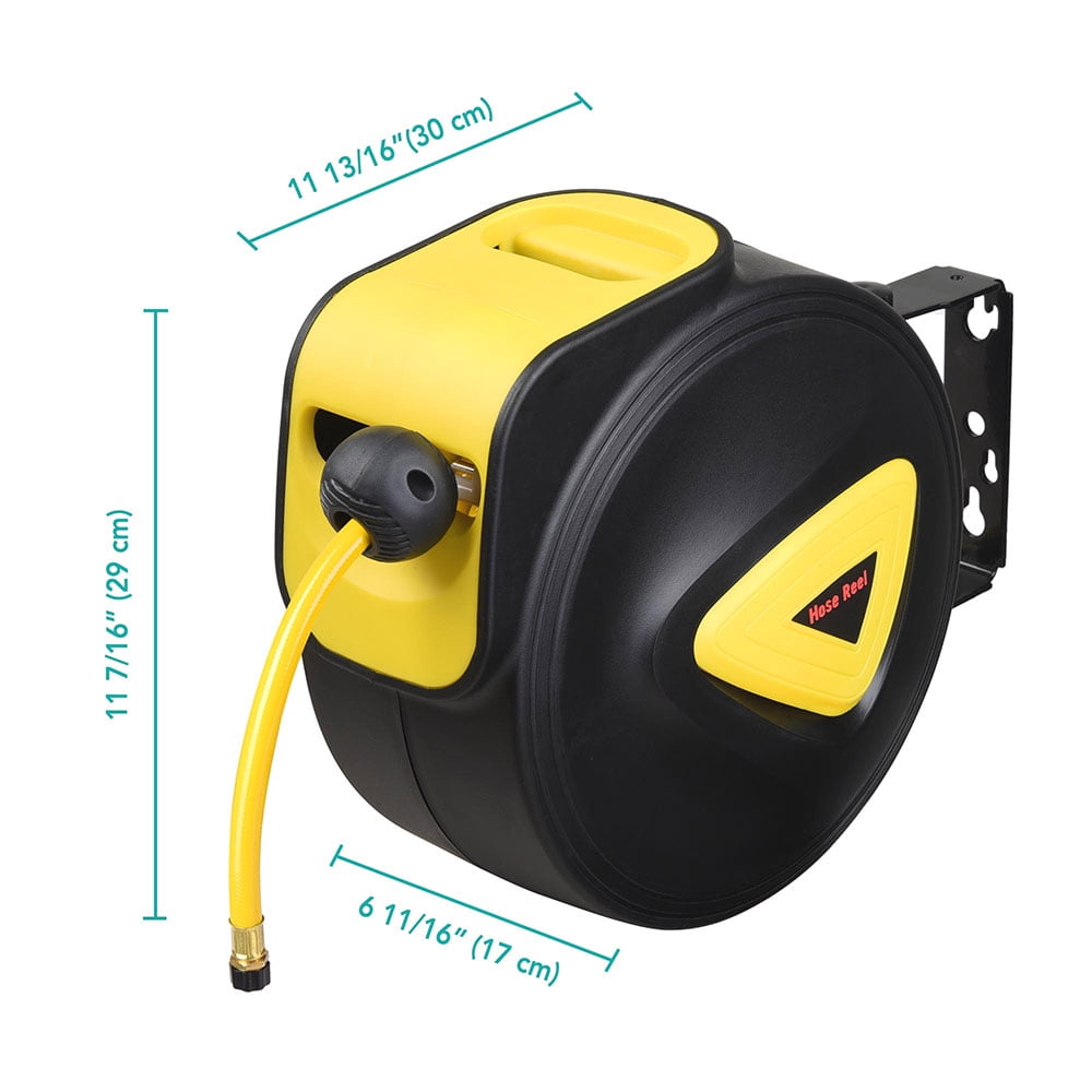 Yescom 5/16 in x 33 ft Retractable Air Hose Reel Auto Rewind Ceiling / Wall Mount 180° Swivel Air Compressor