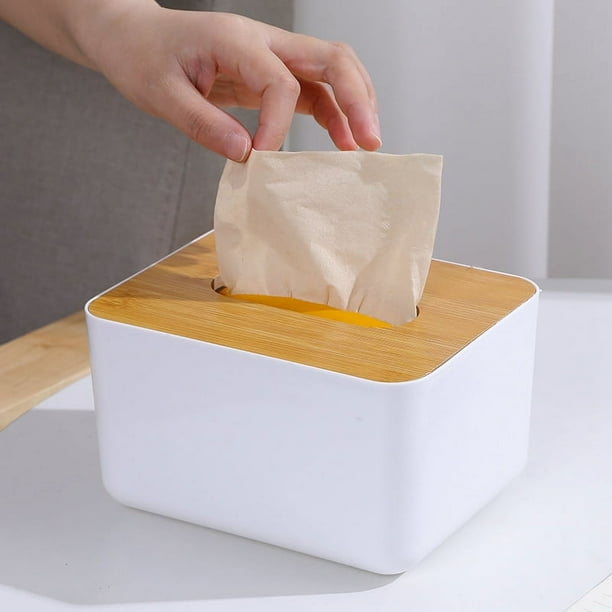 Caja de pañuelos de papel para el hogar, de escritorio, con cubierta de madera sencilla, para guardar papel, regalo para el hogar y el coche