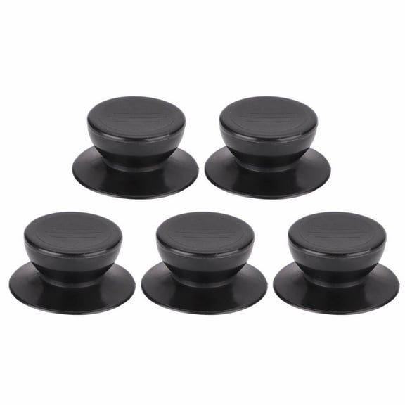Eguiwyn 5 PC Black Heat-Resistant Polymer Pot Cover Replacement Knobs, Easy-Lift Ergonomic Handle Design for Standard Cookware Lids, Professional Kitchen Parts, Black, 55*22mm