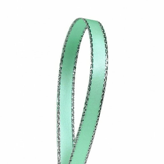 Mint Solid Color 3/8-Inch Silver Edge Ribbon, 50-Yards