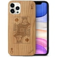 thumbnail image 1 of Case Yard Wooden Case Outside Soft TPU Silicone, Slim Fit Shockproof Wood Protective Phone Cover for Girls Boys Men and Women, Supports Wireless Charging Queen of Spade Design case for iPhone-11-Pro, 1 of 7
