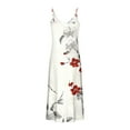 thumbnail image 4 of UPPADA Womens V Neck Plus Size Dress Floral Print Boho Sundress Casual Spaghetti Strap Maxi Dress Sleeveless Flowy Beach Dress Your Orders Beige,XL, 4 of 5