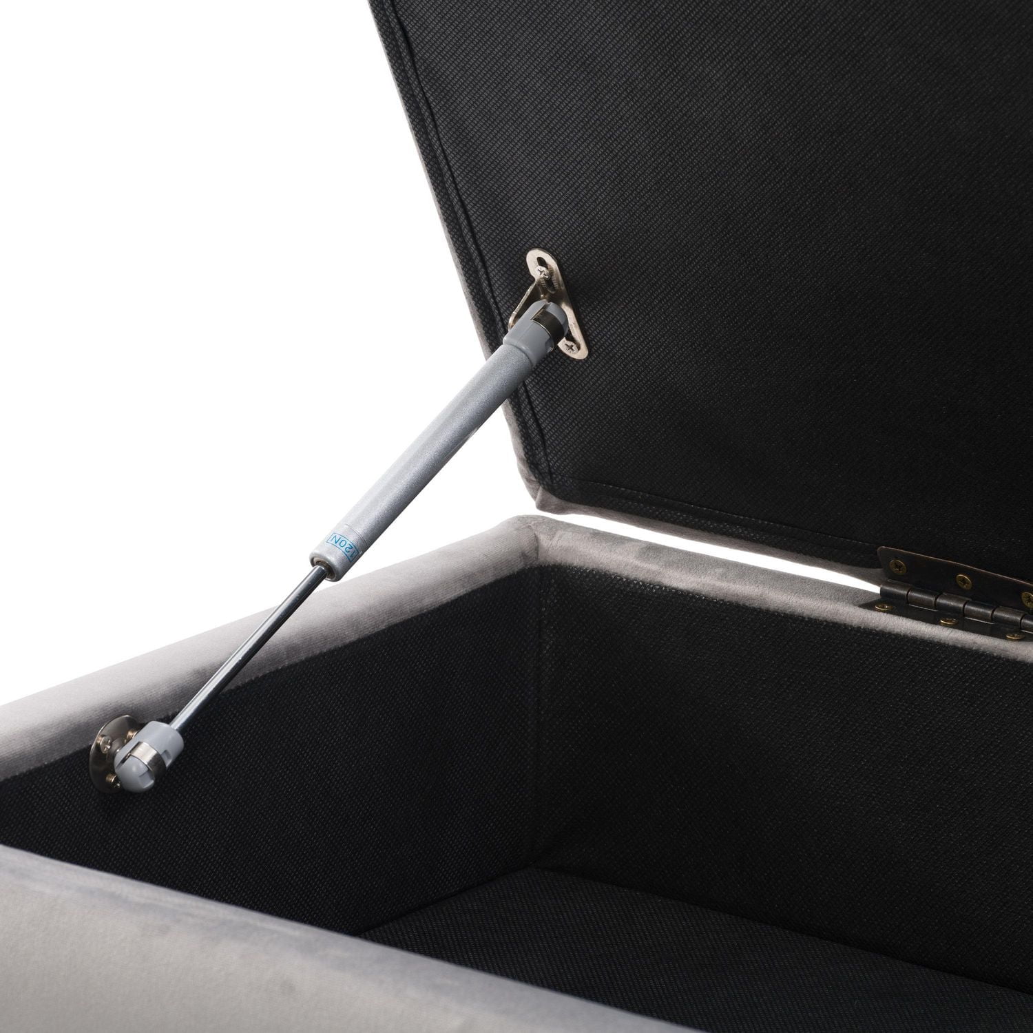 Pouf de rangement en velours Perry, gris clair