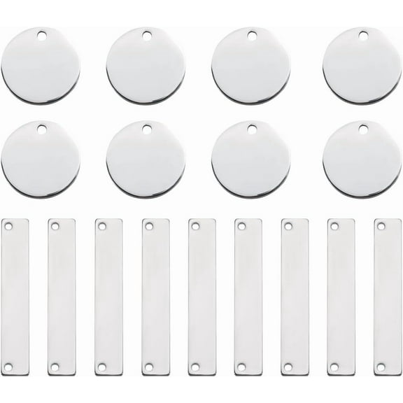 DIY Jewelry Making Findings Kits Including 201 Stainless Steel Blank Flat Round Pendants & Rectangle Connector Charms Stainless Steel color