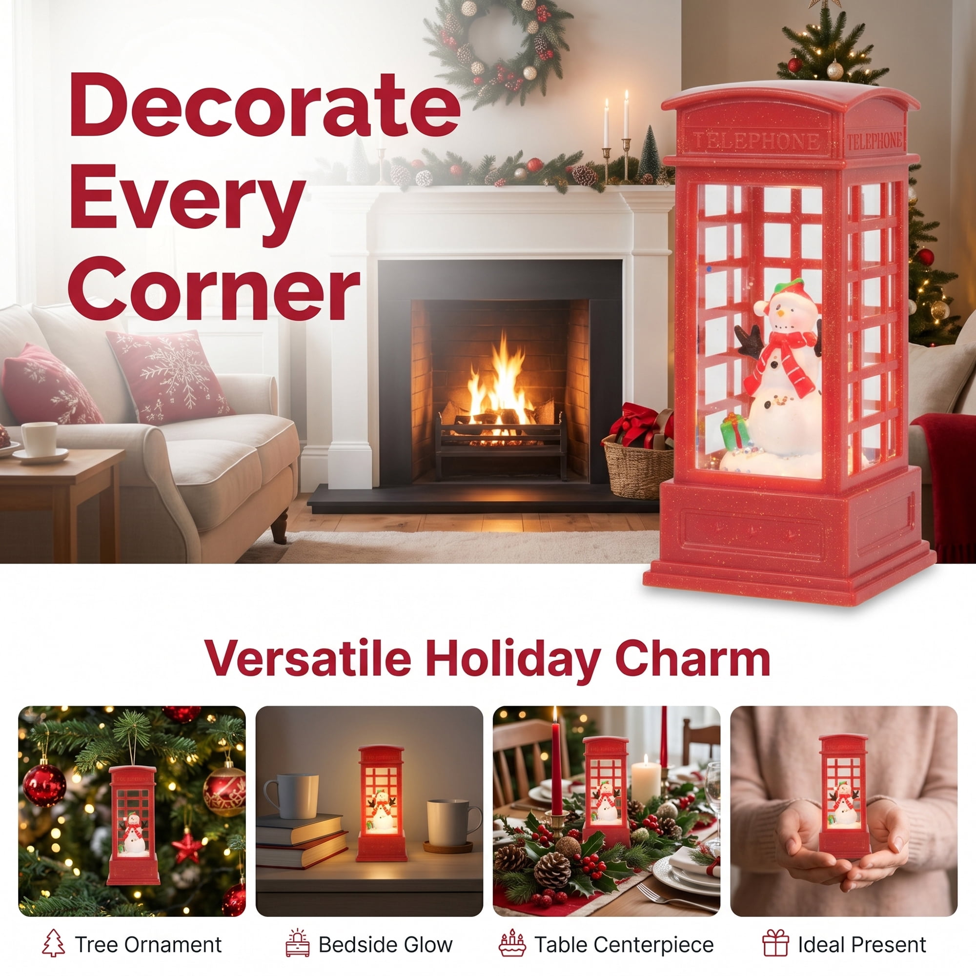Unique Bargains Christmas Light Up Crystal Ball Mini LED Glitter Sphere Orb Red Style A