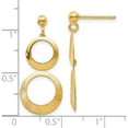 thumbnail image 4 of 14k Polished and Scratch Finish Circle Post Dangle Earrings (28x12), 4 of 5